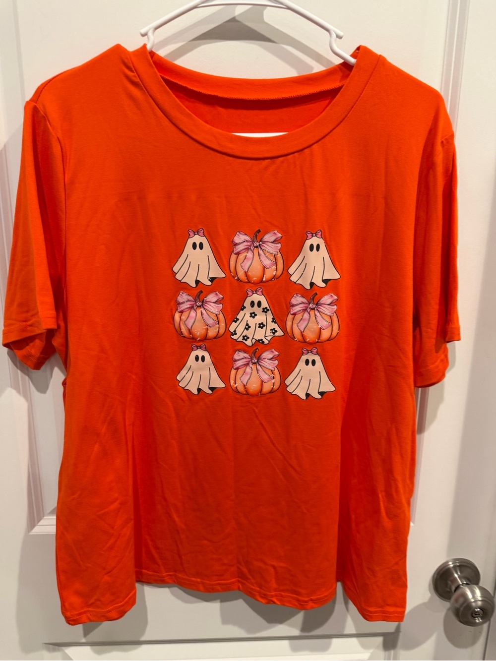 SHEIN Orange Halloween Ghost & Pumpkin Tee Size XL